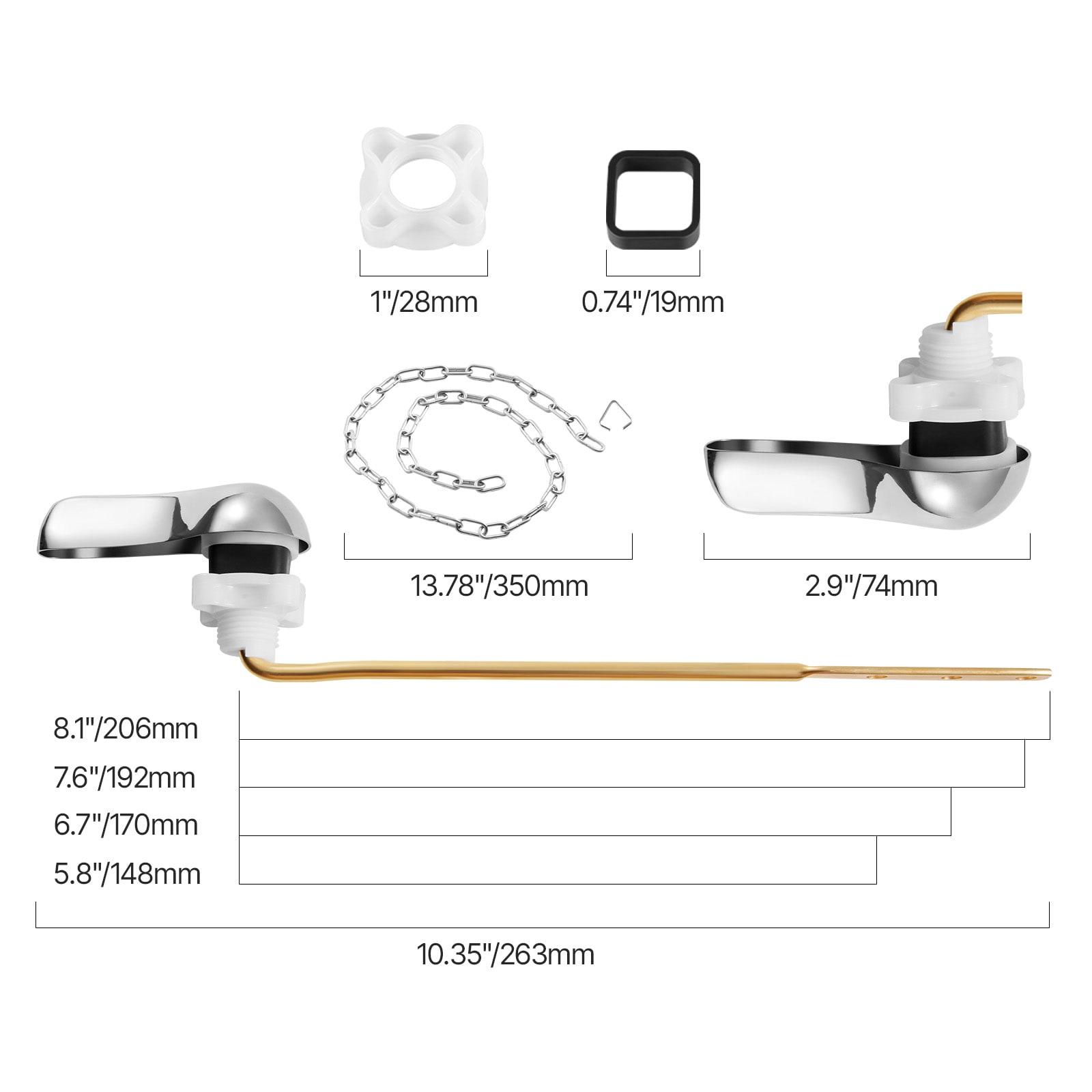 Toilet Handle Replacement Kit Front Mount Universal Toilet Flush Handle Chrome_voghion.com